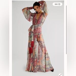NWT Bronx and Banco Farah Maxi Dress - Red/Multi - Size: US 8/L